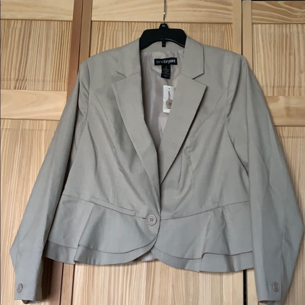 Lane Bryant Blazer, check pattern, peplum hem sz16